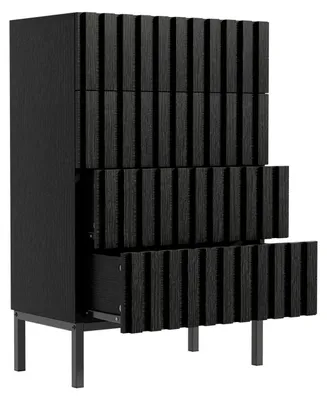 Produktbild von Schmale Kommode mit 4 Schubladen 60 x 34,5 x 92 cm Schwarz