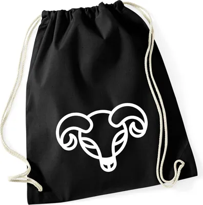Produktbild von Huuraa Turnbeutel Widder Sternzeichen Symbol 12 Liter Black Baumwolle Rucksack Geschenkidee
