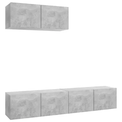 Image de vidaXL Armoires TV 3 pcs. Gris béton Bois composite