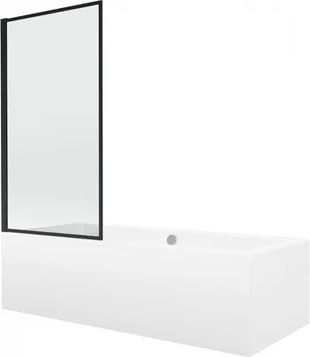 Produktbild von Mexen Cube Rechteckbadewanne 170 x 80 cm mit Verkleidung und 1-flügliger Duschabtrennung 70 cm, Schwarzes Design - 550517080X930