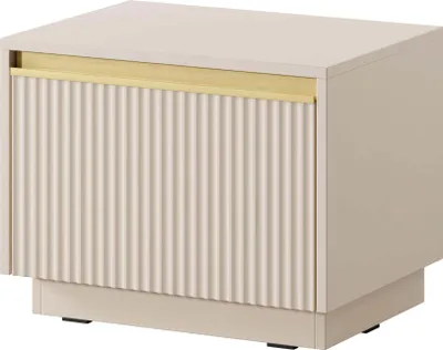 Image de FURNLUX Table de nuit Royal Beige Et Or 54 Cm / Couleur principale : Beige / Dimensions : 54 x 42 x 39 cm