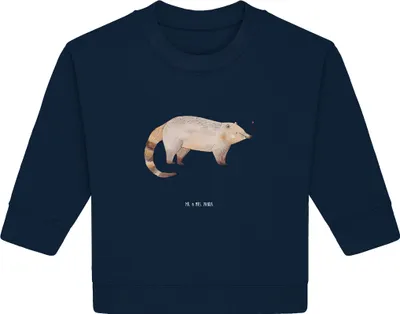 Produktbild von Mr. & Mrs. Panda Organic Baby Pullover Nasenbär 12. - 18. Monat - French Navy - Geschenk, Bär, Bullover, Lustige Sprüche, Rüsselbär, Nasenbären