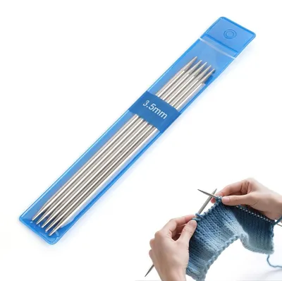 Image de Aiguilles à tricoter, jeu d'aiguilles en acier inoxydable, 3,5 mm, 15 cm, 5 pièces, pour chaussettes, bonnets, écharpes