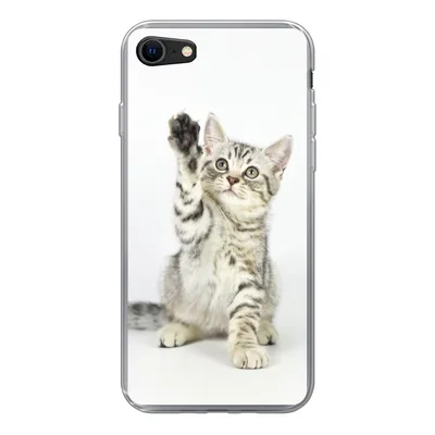 Produktbild von MuchoWow® Handyhülle Schutzhülle Hülle für iPhone 8 Kätzchen - Pfote - Weiß - Mädchen - Kinder - Jungen - Kind Silikon Softcase Handy Hülle - Schutzhaube