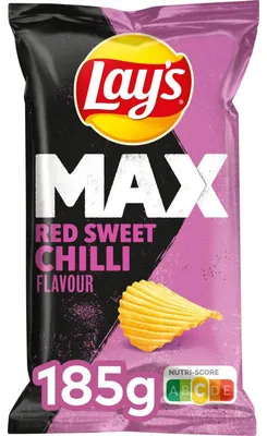 Produktbild von Lay's Max Red Sweet Chili Chips, 185g – Knusprige Kartoffelchips mit Chili-Geschmack