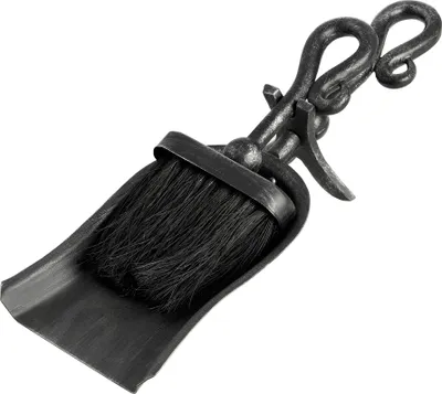 Image de Hill Interiors - Balai et pelle en acier brossé pour cheminée, set (pack de 2) HI2436 (taille unique) (Argent/Noir/Gris)