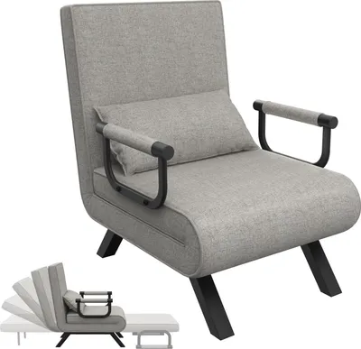 Image de TWOLIIN Canapé-lit 3 en 1 gris clair | Lit d'appoint pliable | Fauteuil-lit lounge avec fonction lit | pour salon, chambre à coucher, balcon | peut supporter jusqu'à 150 kg