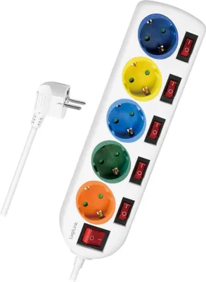Produktbild von LogiLink Steckdosenleiste 5-fach mit 6 Schaltern mehrfarbig