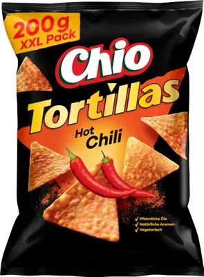 Image de Chio Tortillas Chips Hot Chili Snack de maïs au piment Paquet de 200g