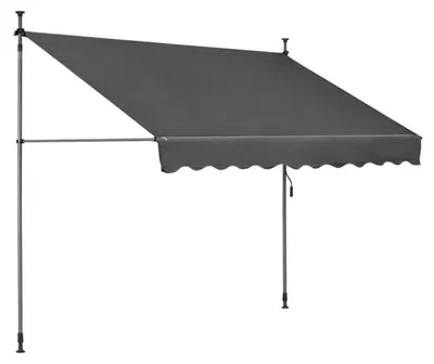 Obrázok produktu pre Balkónová markíza proti slnku 300 x 120 cm, nastaviteľná výška, vodovzdorná, s ručnou kľukou, sivá, MultiGarden