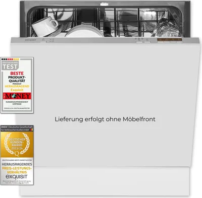 Produktbild von Exquisit Geschirrspüler EGSP6012-E-030E silber | Spülmaschine 60 cm | ECO-Modus | Maßgedecke: 12 | Vollintegriert