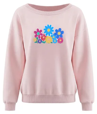 Produktbild von Damen Sweatshirt rosa Größe S mit U-Boot-Ausschnitt