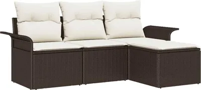 Produktbild von vidaXL Gartensofa-set 4 stk. Braun Poly-Rattan