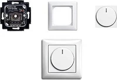 Produktbild von Komplett-Set BUSCH-JÄGER, LED-Drehdimmer im eleganten Busch Balance SI Design -alpinweiß- 914 neues Modell 6523 U-102 - Nachfolger zu 6523U