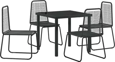 Immagine prodotto di vidaXL Set da pranzo da giardino 5 pezzi in acciaio verniciato a polvere nero