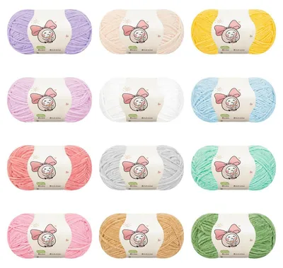 Immagine prodotto di Filato chenille per uncinetto, set da 12 gomitoli da 50g, estremamente morbido, ideale per principianti, adatto per amigurumi, coperte, sciarpe, disponibile in colori vivaci