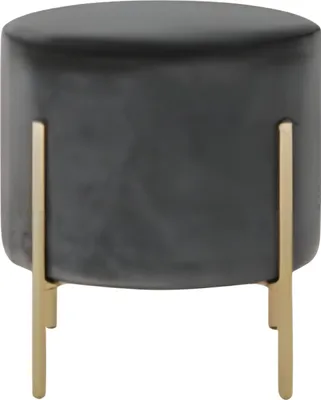 Produktbild von Designer Grauer Polsterhocker Wohnzimmer Beistellhocker Edle Möbel