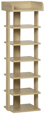 Image de Étagère à chaussures, 7 niveaux, pour 6 paires, 32 x 30 x 104 cm, couleur naturelle