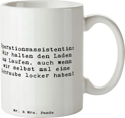 Produktbild von Mr. & Mrs. Panda Kaffeetasse Spruch Operationsassistentin Heldin - Weiß - Geschenk, Berufspassion, Geschenke für Berufstätige, Medizin, Genauigkeit, Tasse, Dankeschön
