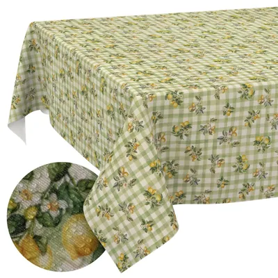 Tischdecke 140x240cm Rechteckig Grün Barcelona Stoff Premium Karo Zitrone wasserabweisend, Hauptbild