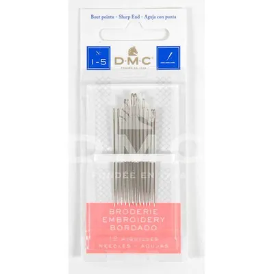 Produktbild von DMC Sticknadel, spitze Spitze, 12 Stück, verschiedene Größen 1–5