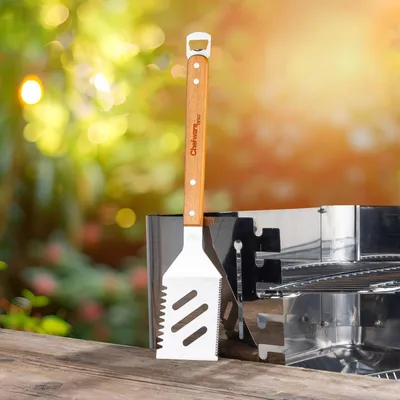 Produktbild von Grillbesteck 4-in-1 aus Edelstahl und Holz, 41 cm BBQ Multitool
