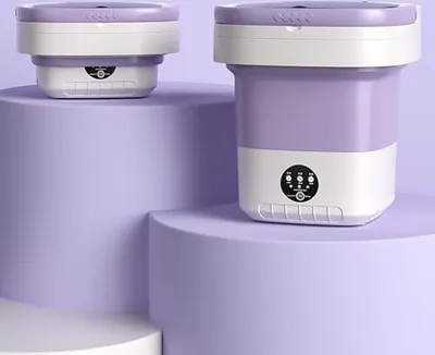 Obrázek produktu pro Mini pračka, přenosná skládací pojízdná pračka (EU zástrčka) (16L fialová)