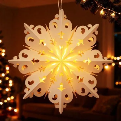 Productafbeelding van Dailygoods - Verlichte kerstster 45 cm - 3D-papieren decoratie voor binnen