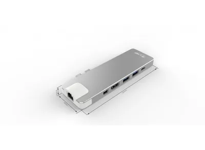 Obrázok produktu pre LMP 17278, USB 3.2 Gen 1 (3.1 Gen 1) Type-C, Strieborná, Microsd (transflash), SD, HDMI, RJ-45, USB 3.2 Gen 1 (3.1 Gen 1) Type-A, mini DisplayPort, Hliník, USB