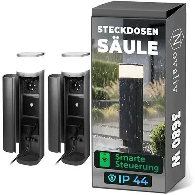 Zdjęcie produktu dla Gniazdko ogrodowe zewnętrzne antracyt IP44 2 gniazda WIFI smart app