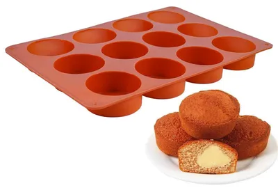 Image de Moule en silicone pour muffins, capacité de 12, idéal pour les gâteaux, les cupcakes et les desserts, dimensions : 27 x 18 x 2,3 cm