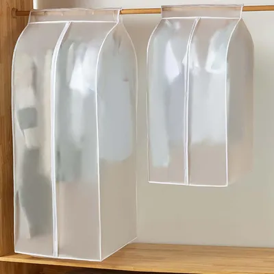 Produktbild von 2PCS Lange Staubdichte Kleidersäcke,  Transparente PEVA Kleiderhülle Große Kleiderschutzhülle für Kleidung mit Reißverschluss Staubschutz Aufbewahrungstasche für Anzug Mantel T-Shirt Jacke