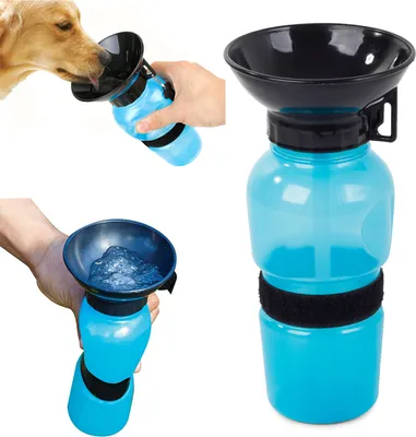 Obrázok produktu pre Verk Cestovná fľaša pre psov s miskou 500 ml modrá