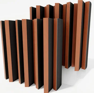A group of acoustic diffusers arranged in a staggered pattern against a white background.