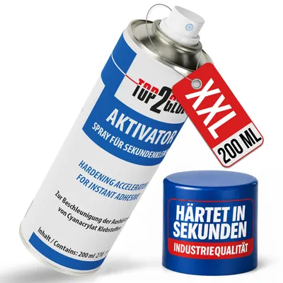 Produktbild von Top2Glue Sekundenkleber Aktivator Spray geeignet für alle Schnellkleber auf Basis von Cyanacrylat, sorgt für blitzschnelles Aushärten Sekundenkleber Superkleber Blitzkleber