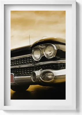 Produktbild von 1959 Cadillac Auto– Wandbild mit Rahmen – Gerahmtes Bild  – Wanddekoration – 40x60 cm – Weiß