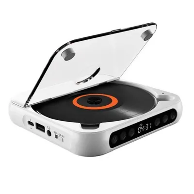 Obrázok produktu pre AIORBER Slim Bluetooth CD prehrávač, funkcia rýchleho nabíjania Type-C, ľahký a prenosný, multifunkčný prehrávač Bluetooth/USB, biely