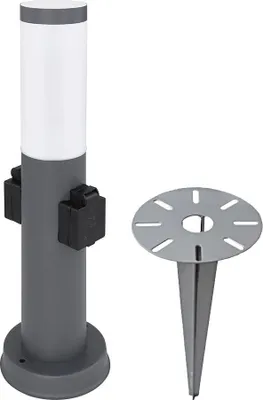 Produktbild von LED Sockelleuchte, Edelstahl, 2x Steckdose, H 45 cm
