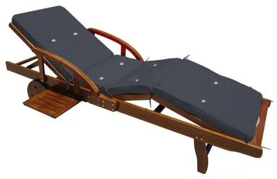 Produktbild von CASARIA® Sonnenliege Holz inkl. Auflage Anthrazit 320kg Belastbar 195x55cm Klappbar Räder Rückenlehne Verstellbar Ablage Akazie Gartenliege Balkon Garten Terrasse Liege Wetterfest