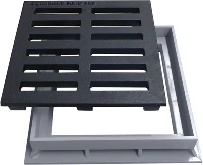 Produktbild von Marley Einlaufrost Gussrost + Rahmen 20x20cm Einlaufschacht Gully Hofablauf befahrbar