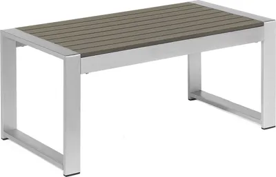 Obrázek produktu pro BELIANI Venkovní konferenční stůl tmavě šedý hliníkový 90 x 50 cm kovový rám vrchní deska ze syntetického materiálu moderní minimalistický