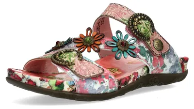 Produktbild von Laura Vita Damen Pantolette Halbmond Schnalle floral Leder LILOO 41, Größe:37 EU, Farbe:Rosa