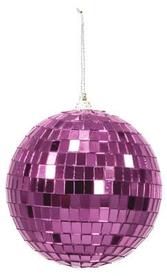 Image de Décoration de Noël - Ornement de Noël - Boule à facettes (boule disco) - Mousse - Rose - 10x10x10 cm