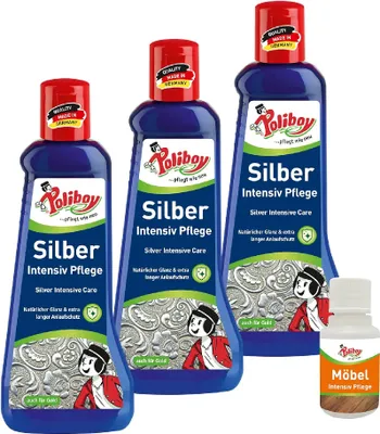 Produktbild von Poliboy 3er Silber Intensiv Pflege - inkl. Möbel Pflege Probe - Inhalt 600 ml, Reinigung & Pflege - 8020001