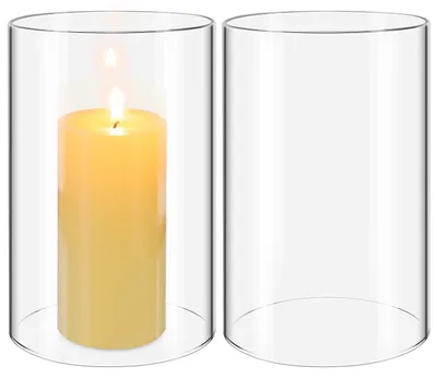 2 Glaszylinder-Kerzenhalter transparent 15x10 cm