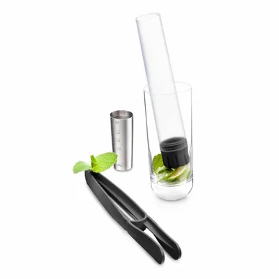 Produktbild von Vacu Vin Cocktail- und Bar Set 3-tlg., Barbesteck, Zange, Stößel, Barmaß, Jigger, Kunststoff, Edelstahl, Mehrfarbig, 7850360