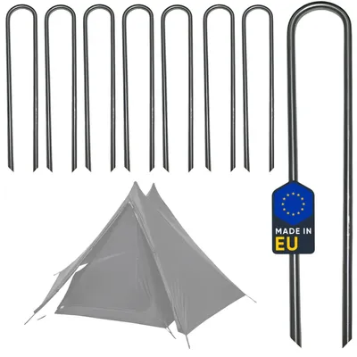 Immagine prodotto di Omgoods - Picchetti per tende in acciaio inossidabile, set da 8, 30 cm, per una fissaggio robusto