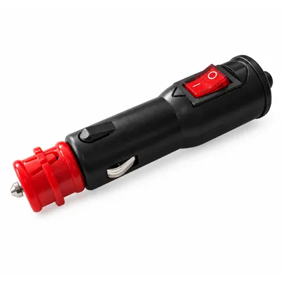 Produktbild von C79C Zigarettenanzünder Stecker 12V-24V 10A mit Schalter Sicherung Knickschutz Kabelanschluss für Auto Motorrad KFZ Bordsteckdose Adapter Stromstecker
