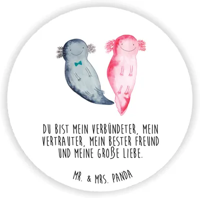 Produktbild von Mr. & Mrs. Panda magnet Axolotl Freundin - Weiß - Geschenk, für magnettafel, pinwand, kühlschrank, Liebe, Jahrestag, rundmagnet, pinnwand, Valentinstag