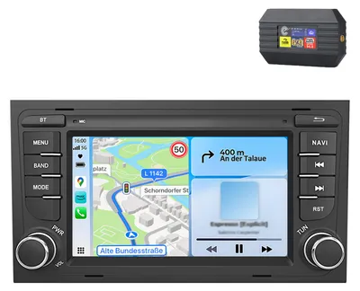 Obrázok produktu pre Autorádio s adaptérom DAB+ pre Audi A4 8E, 8H, B6, B7 (2000–2009) s Android Auto, GPS navigáciou, CarPlay, 2+64 GB, Wi-Fi, 7-palcovým displejom, Bluetooth a RDS